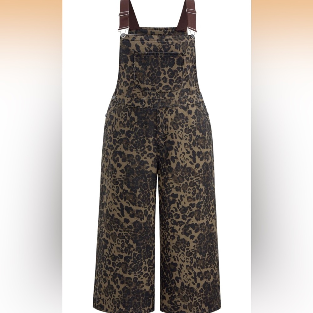 Cider brand Leopard Print Wide-Leg Overalls